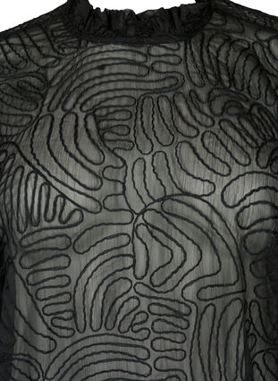 Zizzi Flæsebluse i chiffon med struktur, Black, Packshot image number 2
