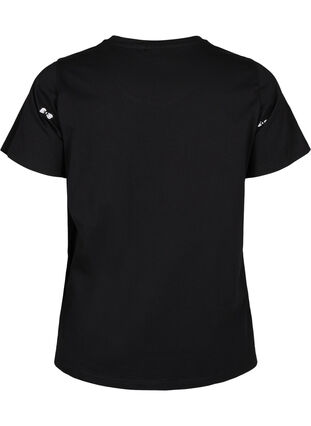 Zizzi T-shirt i økologisk bomuld med sløjfer, Black W. Bow Emb. , Packshot image number 1