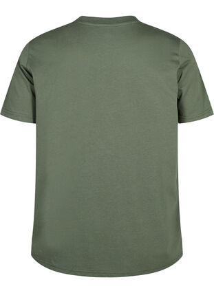 Zizzi Basis t-shirt i bomuld med rund hals , Thyme, Packshot image number 1