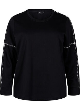 Zizzi Sweatshirt med kontrastsyninger, Black, Packshot image number 0