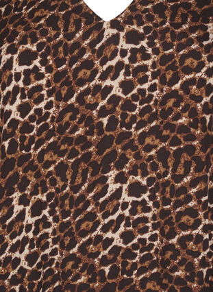 Zizzi Lang kjole med leopardprint og 3/4 ærmer, Leo AOP, Packshot image number 2