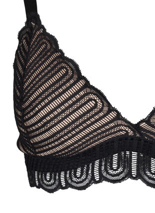 Zizzi Bralette bh med blonder og blød vattering, Black, Packshot image number 3