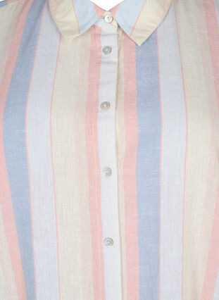 Zizzi Lang skjorte i bomuldsmix med hør , Multi Color Stripe, Packshot image number 2