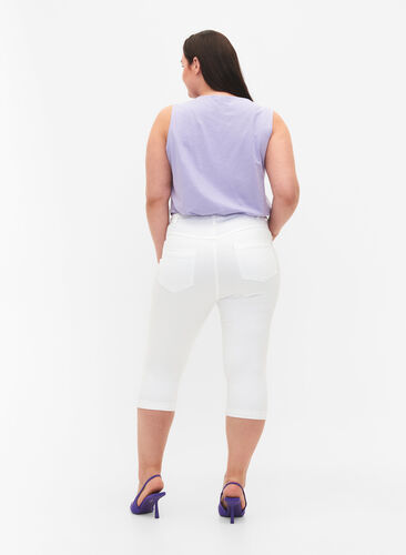 Zizzi Højtaljede Amy capri jeans med super slim fit, Bright White, Model image number 1