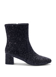 Wide fit - Glitter ankelstøvle, Black