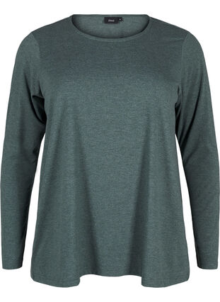 Zizzi Langærmet t-shirt med rund hals, Scarab Mel., Packshot image number 0