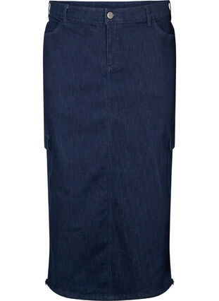 Zizzi Maxi denim nederdel, Dark Blue Denim, Packshot image number 0