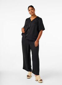 Løse bukser med elastikkant og lommer, Black, Model