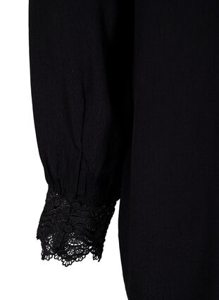 Zizzi Viskoseskjorte med v-udskæring, Black, Packshot image number 3