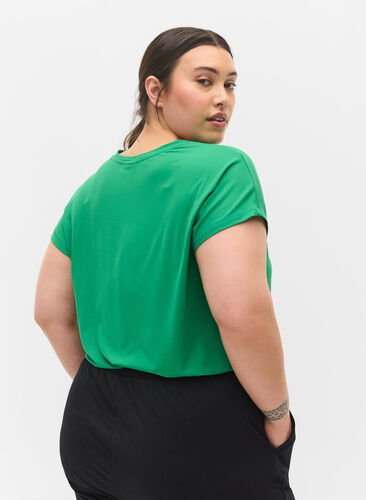 Zizzi Ensfarvet trænings t-shirt, Jolly Green, Model image number 1