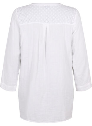 Zizzi Tunika i bomuld med broderi anglaise, Bright White, Packshot image number 1