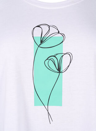 Zizzi FLASH - T-shirt med motiv, Bright White Flower, Packshot image number 2