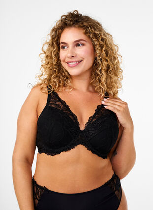 Zizzi Vatteret blonde bh med bøjle, Black, Model image number 0