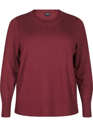 FLASH - Strikbluse med rund hals, Merlot Mel.