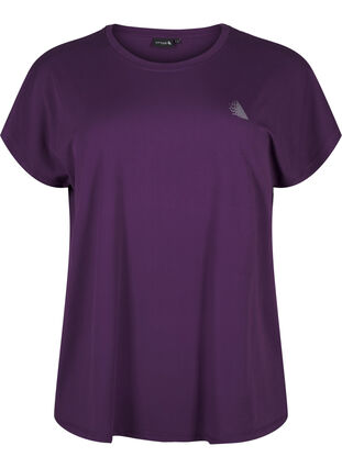 Zizzi Ensfarvet trænings t-shirt, Purple Pennant, Packshot image number 0