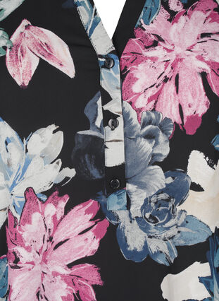 Zizzi Langærmet bluse med blomsterprint, Rose Flower AOP, Packshot image number 2