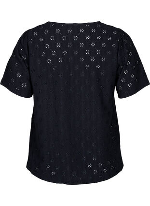 Zizzi Kortærmet bluse med hulmønster, Black, Packshot image number 1