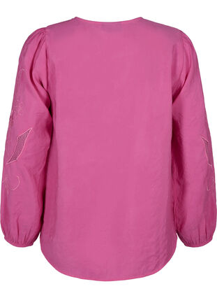 Zizzi Bluse i TENCEL™ Modal med broderidetaljer, Phlox Pink, Packshot image number 1