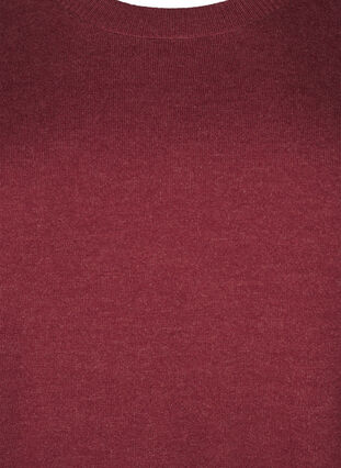 Zizzi FLASH - Strikbluse med rund hals, Merlot Mel., Packshot image number 2