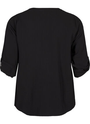 Zizzi Viskose skjortebluse med 3/4 ærmer, Black, Packshot image number 1