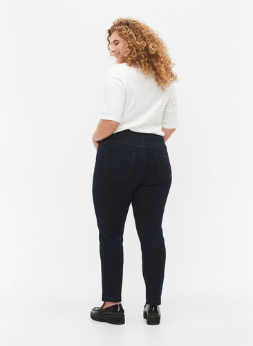 Zizzi Slim fit Emily jeans med normal talje, Unwashed, Model image number 1