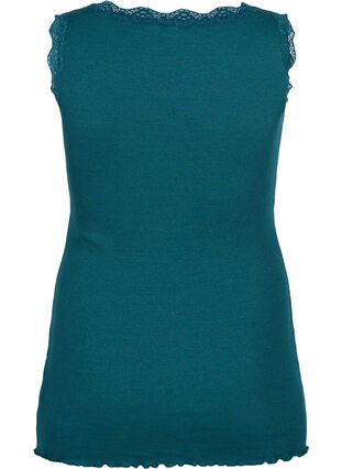 Zizzi Top med blondekant, Deep Teal, Packshot image number 1