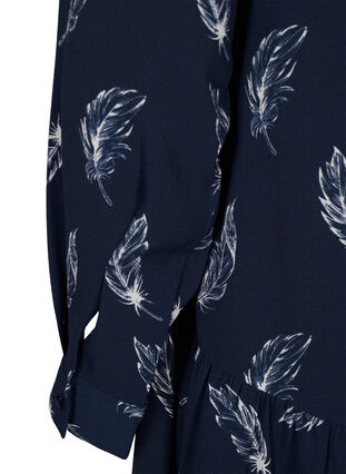 Zizzi Midikjole med lange ærmer, Navy B. Feather AOP, Packshot image number 3