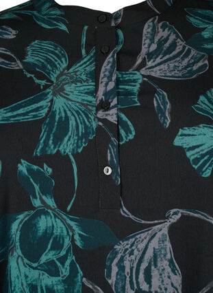 Zizzi FLASH - Blomstret tunika med lange ærmer, Black Scarab Flower, Packshot image number 2