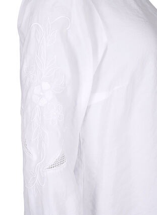 Zizzi Bluse i TENCEL™ Modal med broderidetaljer, Bright White, Packshot image number 3