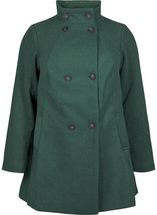 Zizzi Kort trenchcoat med a-form, Trekking Green Mel., Packshot image number 0