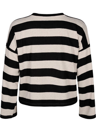 Zizzi Langærmet bluse med striber, Bl. Beige Mel.Stripe, Packshot image number 1