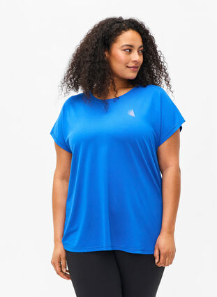 Zizzi Kortærmet trænings t-shirt, Princess Blue, Model image number 0