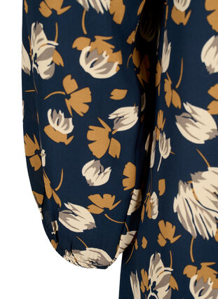 Zizzi FLASH - Langærmet kjole med blomsterprint, Navy Brown Flower, Packshot image number 3