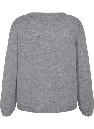 Zizzi Løstsiddende strikbluse med rund hals, Medium Grey Melange, Packshot image number 1