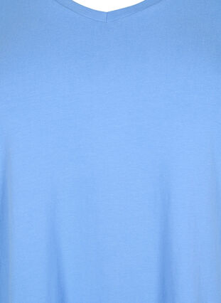 Zizzi Ensfarvet basis t-shirt i bomuld, Blue Bonnet, Packshot image number 2