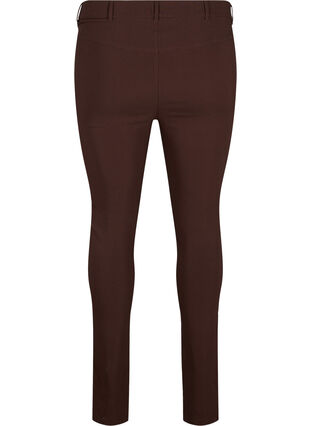 Zizzi Tætsiddende bukser med lynlås detaljer, Coffee Bean, Packshot image number 1