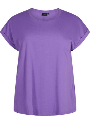 Zizzi Kortærmet t-shirt i bomuldsblanding, Deep Lavender, Packshot image number 0