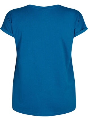 Zizzi Kortærmet t-shirt i bomuldsblanding, Petrol Blue, Packshot image number 1