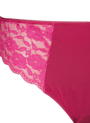 Zizzi Brazilian trusse i microfiber med blonder, Rumba Red, Packshot image number 2