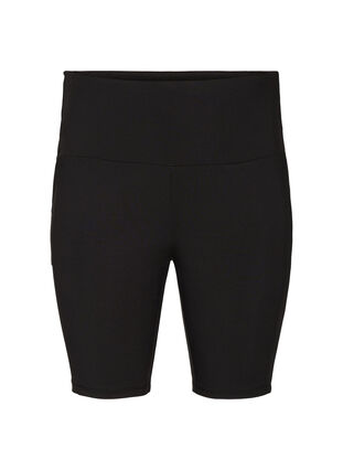 Zizzi Tætsiddende shorts med høj talje og lommer, Black, Packshot image number 0