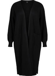 Lang strikcardigan med lommer, Black