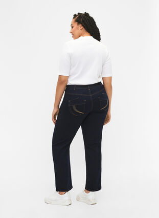 Zizzi Regular fit Gemma jeans med høj talje, Blue denim, Model image number 2