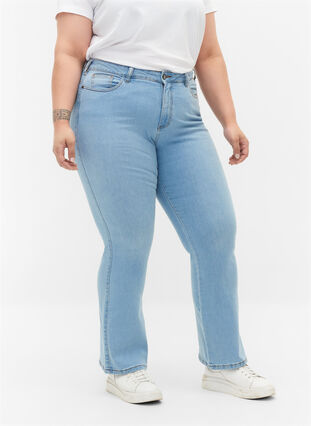 Zizzi Ellen bootcut jeans med høj talje, Ex Lgt Blue, Model image number 2