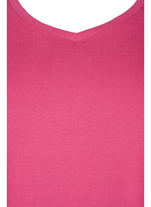 Zizzi Ensfarvet basis t-shirt i bomuld, Hot Pink, Packshot image number 2
