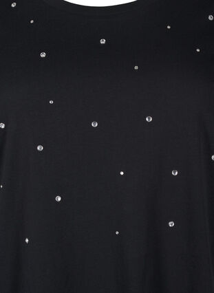 Zizzi T-shirt i bomuld med similisten, Black, Packshot image number 2