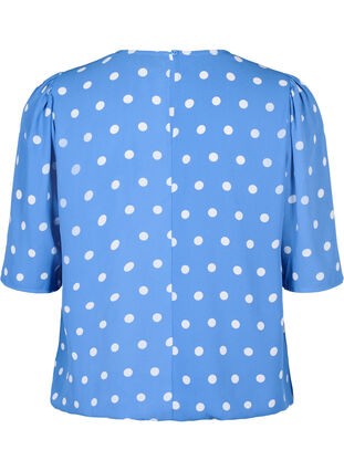 Zizzi Prikket bluse med korte ærmer, River S. White Dot, Packshot image number 1