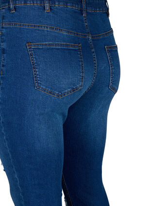 Zizzi Slim fit jeans med sliddetaljer, Blue Denim, Packshot image number 3