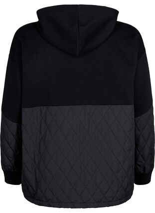 Zizzi Sweatshirt med hætte og quilt, Black, Packshot image number 1