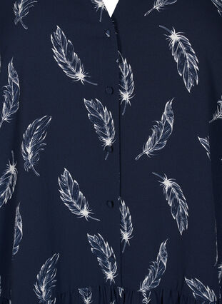 Zizzi Midikjole med lange ærmer, Navy B. Feather AOP, Packshot image number 2