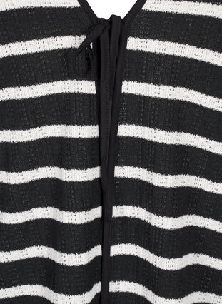 Zizzi Cardigan med bindebånd, Black White stripe, Packshot image number 2